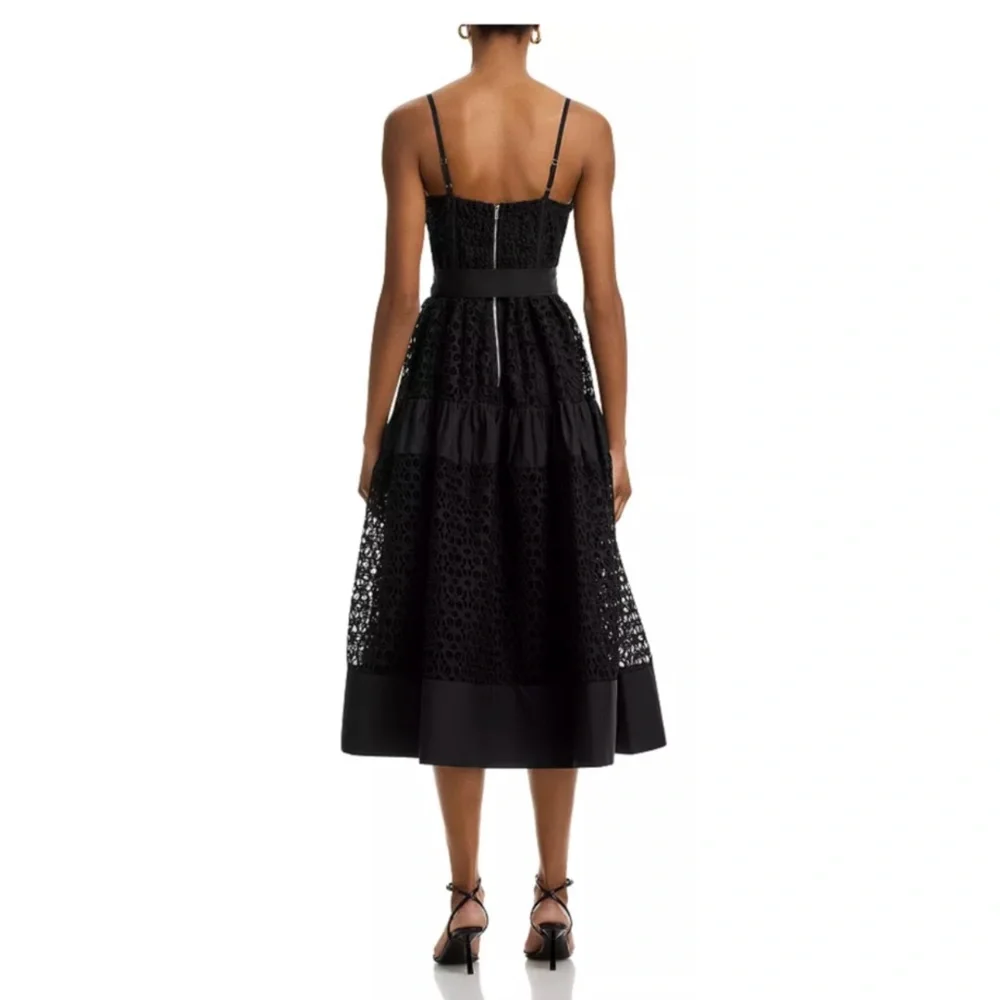$148 Aqua Eyelet Fit and Flare Midi dress in Black - Picture 3 of 4